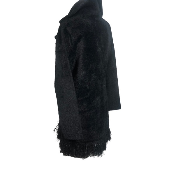 NVLT Coat Womens S/P Black Fringe Hem Ultra Soft Mink Eyelash Coatigan Jacket - Picture 3 of 15